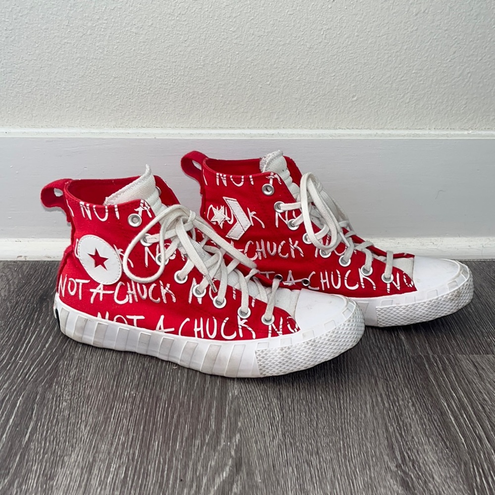 red “not a chuck” design converse